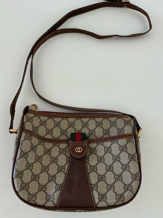 Gucci Handbags - Gucci Vintage Gucci GG Supreme Crossbody Bag Web Stripe Monogram Shoulder Bag